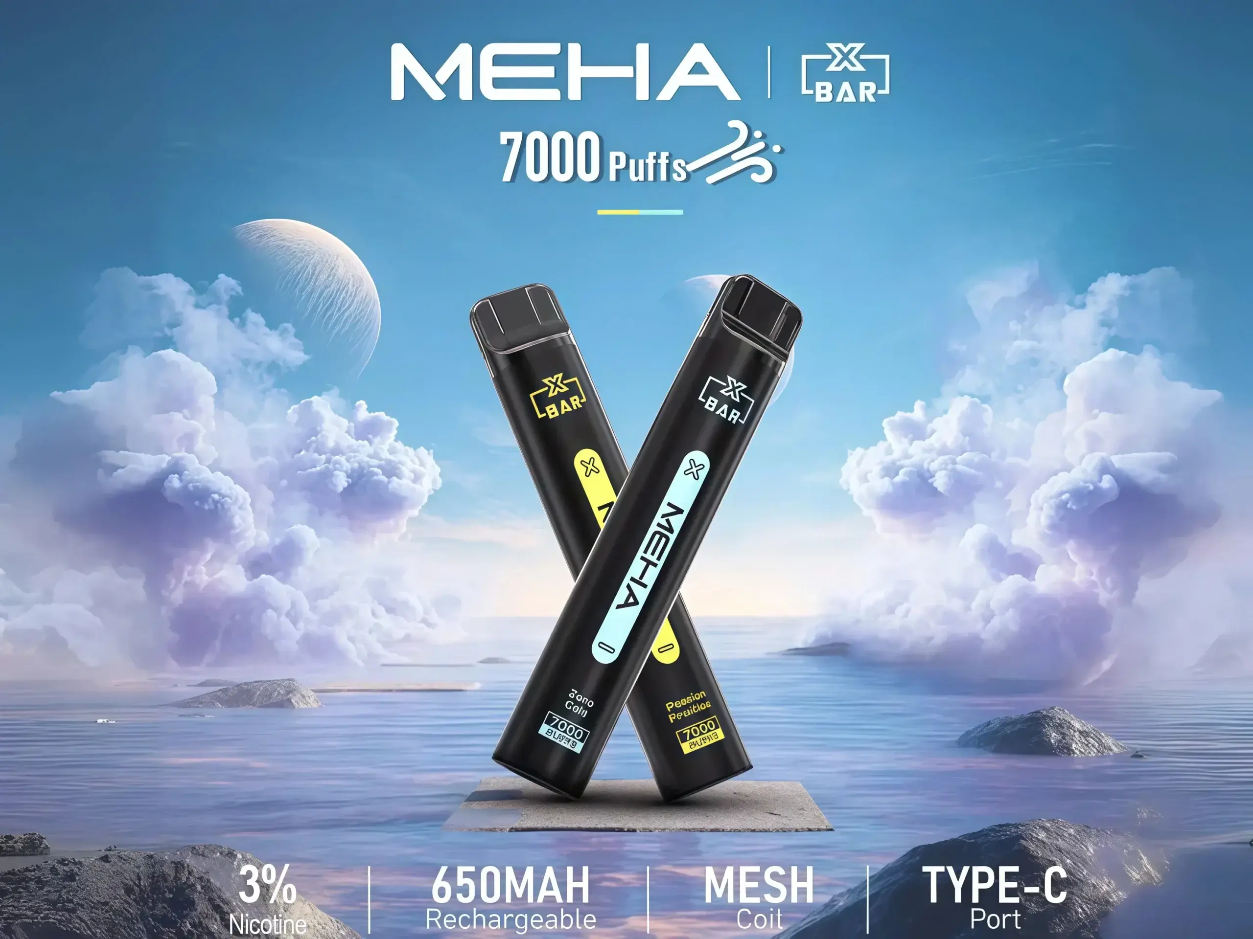 MEHA-XBAR小黑條7000口拋棄式電子煙16種口味魅嗨一次性電子菸650mAh可充電-MESH霧化芯-台灣現貨_副本-scaled - BA-TOP 台灣電子煙專賣店|電子霧化器・煙彈・一次性主機